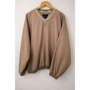 UltraClub XL Tan V-Neck Windbreaker Pullover Jacket Lightweight Y2K Streetwear